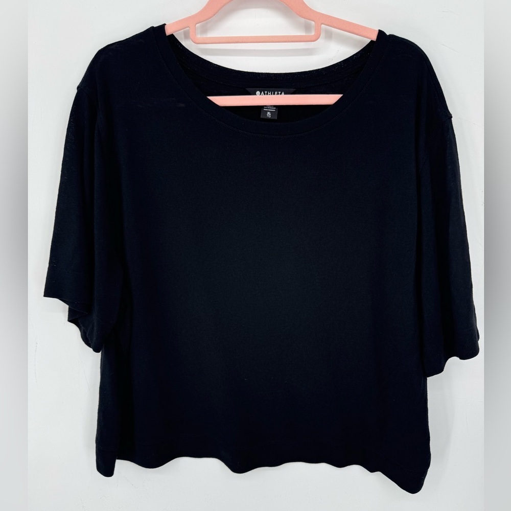 Athleta Women's Black Relaxed Lightweight Knit Short Sleeve Tee Size XL
